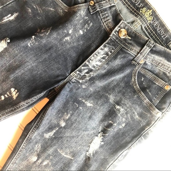 Nicole Benisti Distressed Jean Gray Size 28 Paint Splat NWOT Distressed Denim - Picture 6 of 16